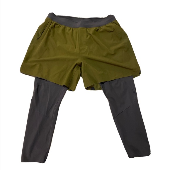 NWOT Lululemon Men’s Shorts with Tights - Color Olive Green - Size XL - Picture 2 of 3